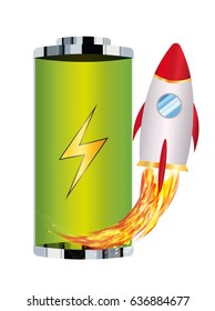 green battery with toy rocket boost up 