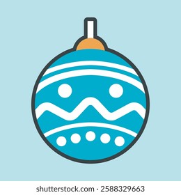 green baubles with outline flat vector design.