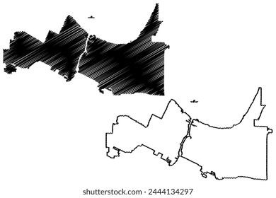 Green Bay City, Wisconsin (United States cities, United States of America, us, usa city) map vector illustration, scribble sketch City of Green Bay map
