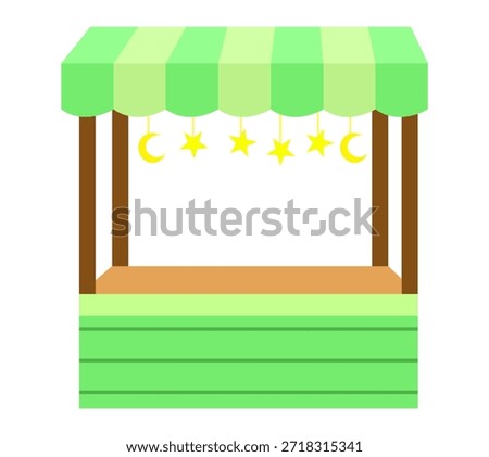 Green bazaar food stand with moon and star decoration. Ideal for bazaar, market stand business themed