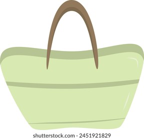 Green beach bag Cartoon summer elements, travel, beach, summertime accessory. Cocktails, ice cream and exotic fruits vector illustration set. Palm and serfing board. Umbrella and sunglasses