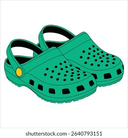 Green beach shoes pair isolated on white. Perfect for summer designs, vacation concepts, and seaside lifestyle visuals.