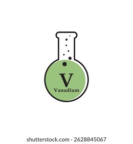 Green beaker with V for vanadium symbol