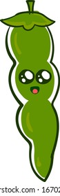 Green bean cute, illustration, vector on white background.