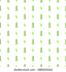 Green bean and pods seamless pattern. Healthy food background. Textile ornament. Nature illustration.