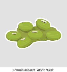 Green Bean Seeds Vector Illustration Sticker. Vector illustration of green bean seeds sticker. Perfect for agriculture, farming, healthy food, and organic products