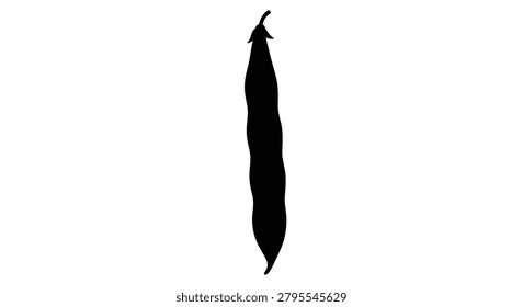 Green bean silhouette against a white background silhouette
