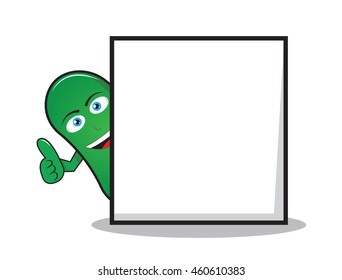 green bean thumb up with whiteboard