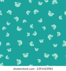 Green Beanie hat icon isolated seamless pattern on green background.  Vector Illustration
