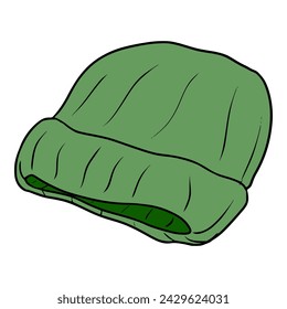 green beanie illustration hand drawn colored vector	