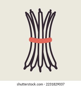 Icono vectorial aislado de hojas de judías verdes. Señal de verduras. Símbolo gráfico del sitio web de comida y bebida, diseño de aplicaciones, aplicaciones móviles y medios impresos, logotipo, interfaz de usuario