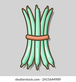 Icono vectorial aislado de hojas de judías verdes. Señal de verduras. Símbolo gráfico del sitio web de comida y bebida, diseño de aplicaciones, aplicaciones móviles y medios impresos, logotipo, interfaz de usuario