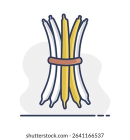 Green beans bound sheaf isolated vector icon. Vegetable sign. Graph symbol for food and drinks web site, apps design, mobile apps and print media, logo, UI