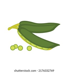Green beans with a flat design on a white background.