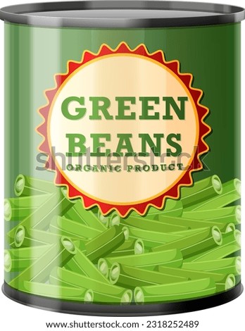 Green Beans Food Can Vector illustration