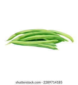 Green Beans Isolated Hand Drawn Painting Illustration