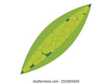 Granos verdes sobre fondo blanco con guisantes.