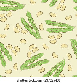 Green beans seamless pattern. Vegetables background.