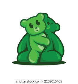 green bear comes out of dark green bear costume vector illustration