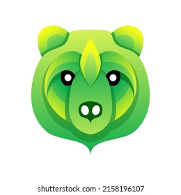 green bear gradient logo design template