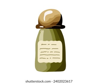 green beautiful glass bottle with care cosmetics, eco, vector illustration