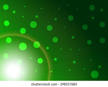 Green beautiful modern abstract background with shine glow ball with dots