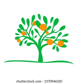 Green beautiful orange tree silhouette icon