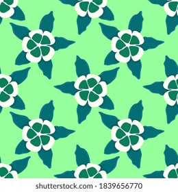 green beauty flowers pattern background. textile background mosaic design