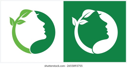Ilustração do vetor do logotipo da folha de beleza verde