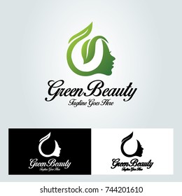 Green beauty logo design template. Vector illustration