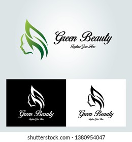 Green beauty logo. Beauty salon icon. Leaf icon. Beauty spa logo