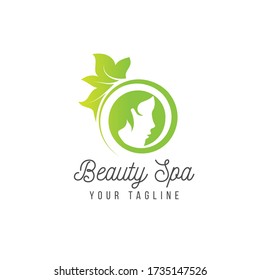 green beauty spa logo concept with leaf ornament