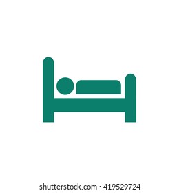 Green bed icon. Man sleeping vector illustration