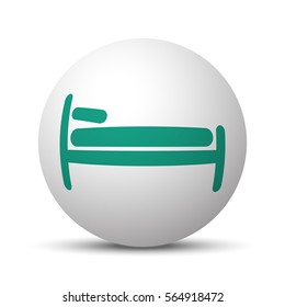 Green Bed icon on white sphere