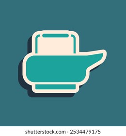 Grünes Bedpan-Symbol einzeln auf grünem Hintergrund. Toilette für bettlägerige Patienten. Langer Schattenstil. Vektorgrafik