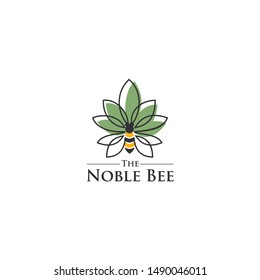 Green Bee Flower Pollination logo