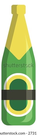 Green beer bottle color icon. Pub drink