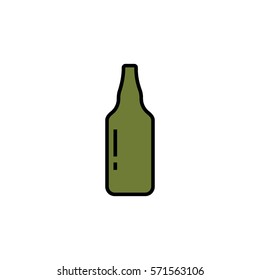 Green beer bottle flat line icon
