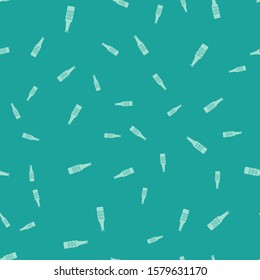 Green Beer bottle with four leaf clover icon isolated seamless pattern on green background. Happy Saint Patricks day.  Vector Illustration