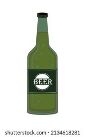 green beer bottle icon flat