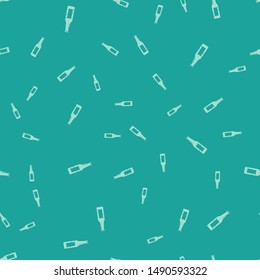 Green Beer bottle icon isolated seamless pattern on green background.  Vector Illustration