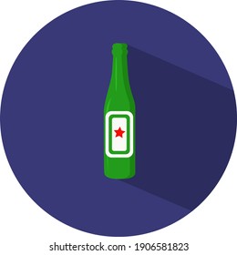 Green beer bottle, illustration, vector on a white background.