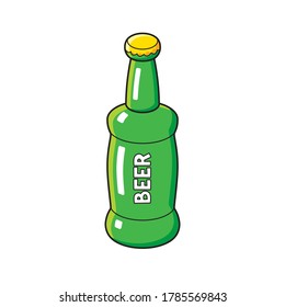 Green beer bottle isolated cartoon vector