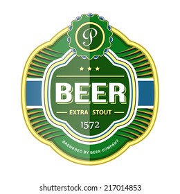 Plantilla de etiqueta de botella de cerveza verde. Ilustración del vector