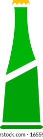 Green beer bottle with orange cap logo for design on a white background concept of popular alcoholic drink