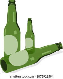 Green beer bottles, illustration, vector on white background