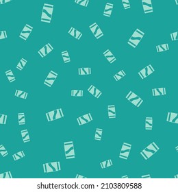 Green Beer can icon isolated seamless pattern on green background.  Vector