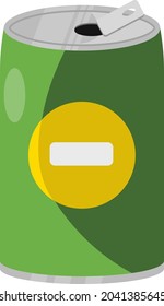 Green beer can, illustration, vector on white background.