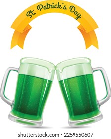 copa de cerveza verde a patrick. Conjunto de símbolos del Día de San Patricio. Ilustración del vector