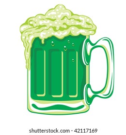 Green beer for the feast of St. Patrick, vector image.